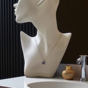 Stunning Silver & Purple Heart Pendant Necklace